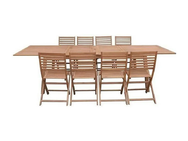 Ensemble Table et chaises de jardin - Structuré en Bois d'Eucalyptus FSC