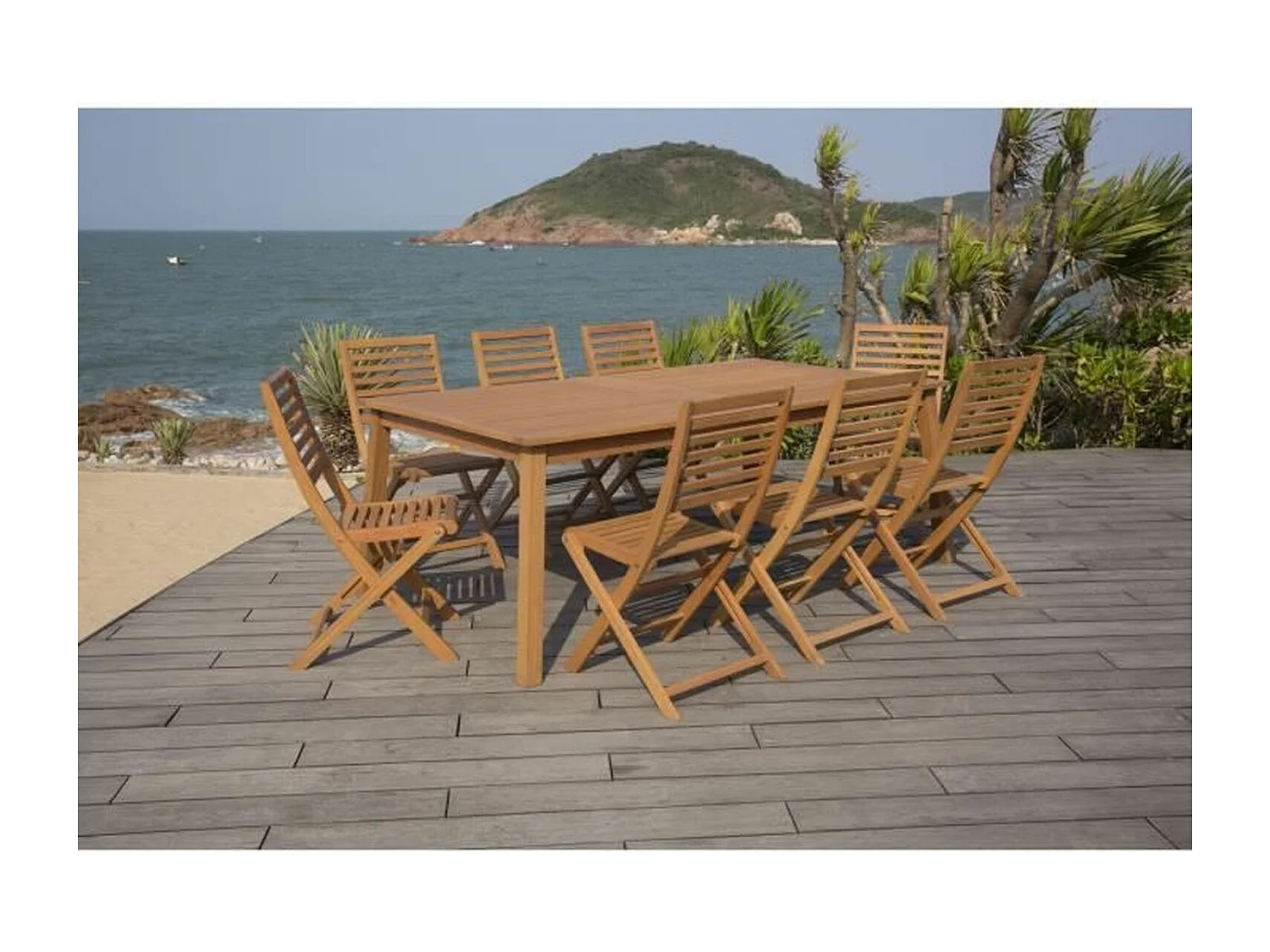 Ensemble Table et chaises de jardin - Structuré en Bois d'Eucalyptus FSC