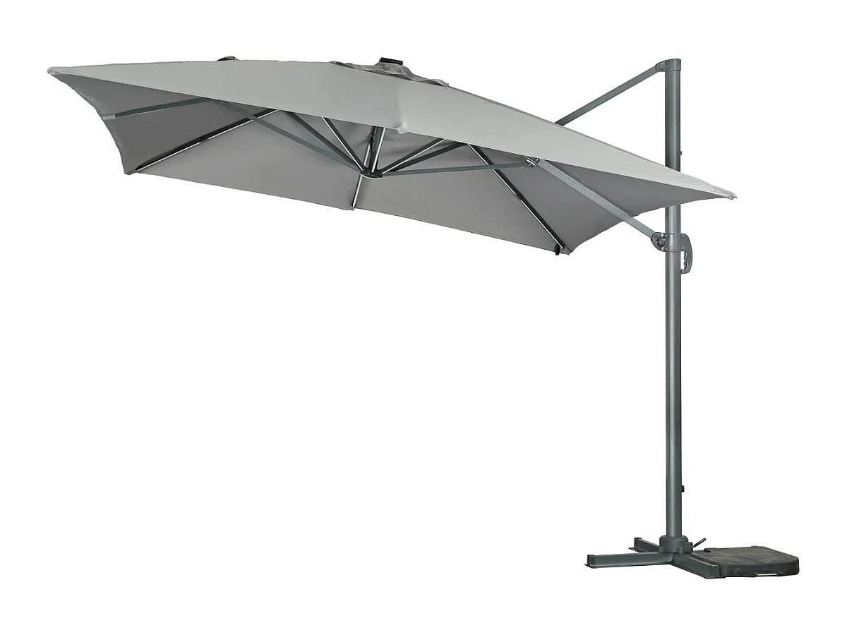 Parasol de jardin LED Alu "Sun 3 Luxe" - Cuadrado -  3 x 3 m - Gris