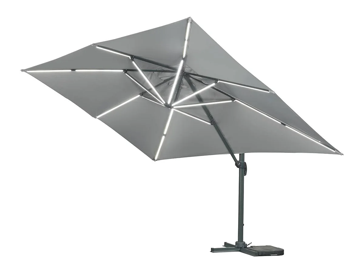 Parasol de jardin LED Alu "Sun 3 Luxe" - Cuadrado -  3 x 3 m - Gris