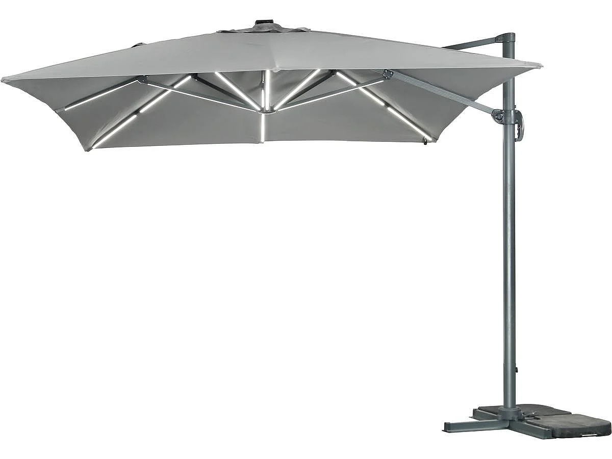 Parasol ogrodowy "Sun 3 Luxe" - Światła LED - Kwadratowy - 3 x 3 m - Szary