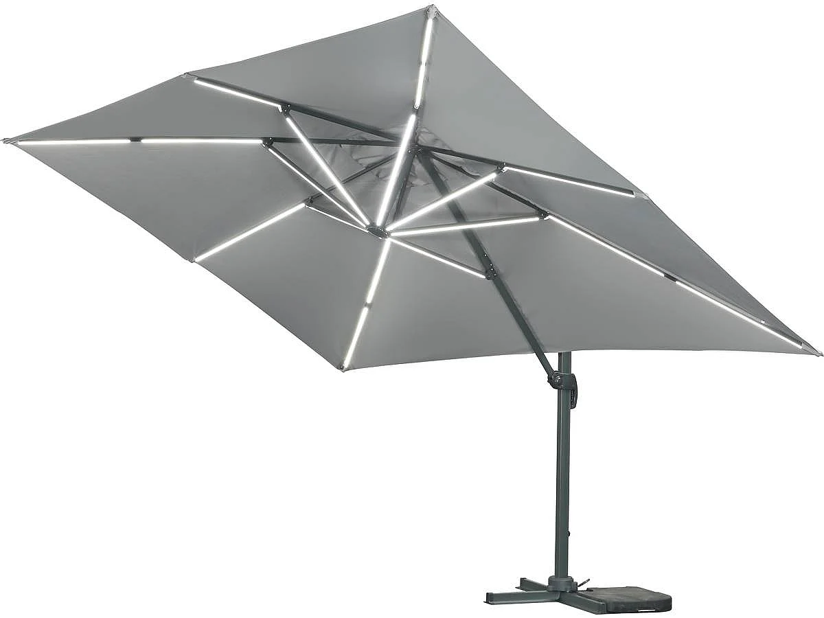 Parasol ogrodowy "Sun 3 Luxe" - Światła LED - Kwadratowy - 3 x 3 m - Szary