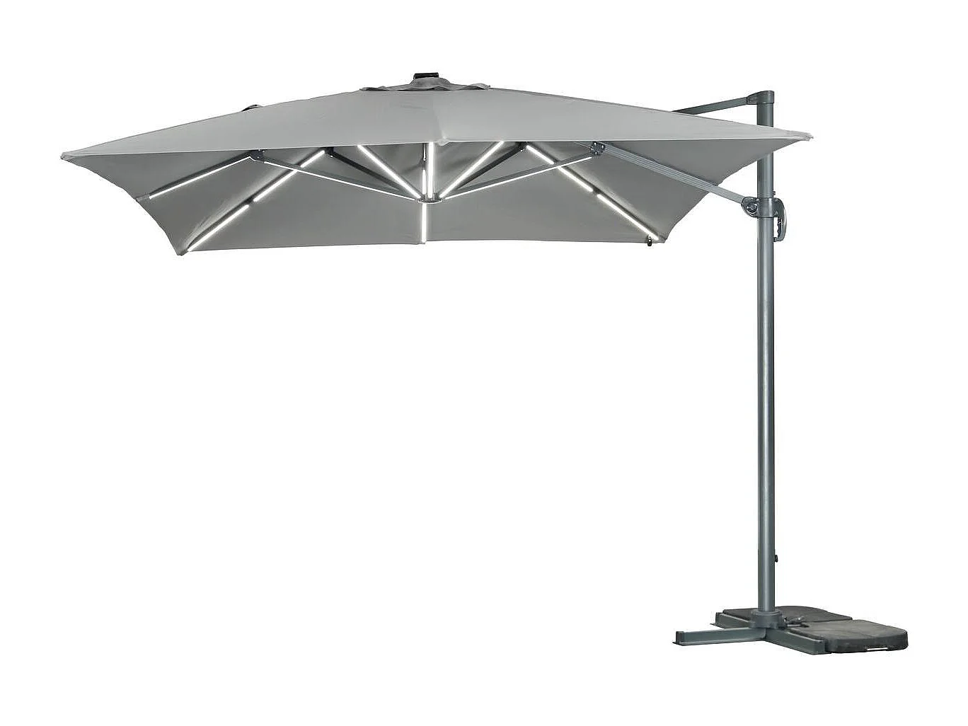 Parasol jardin déporté led alu "Sun 3 Luxe" 3 x 3 m - Gris