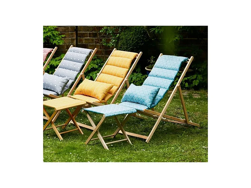 Chilienne matelassée - Danemark blue structure en bois massif - JARDIN PRIVE