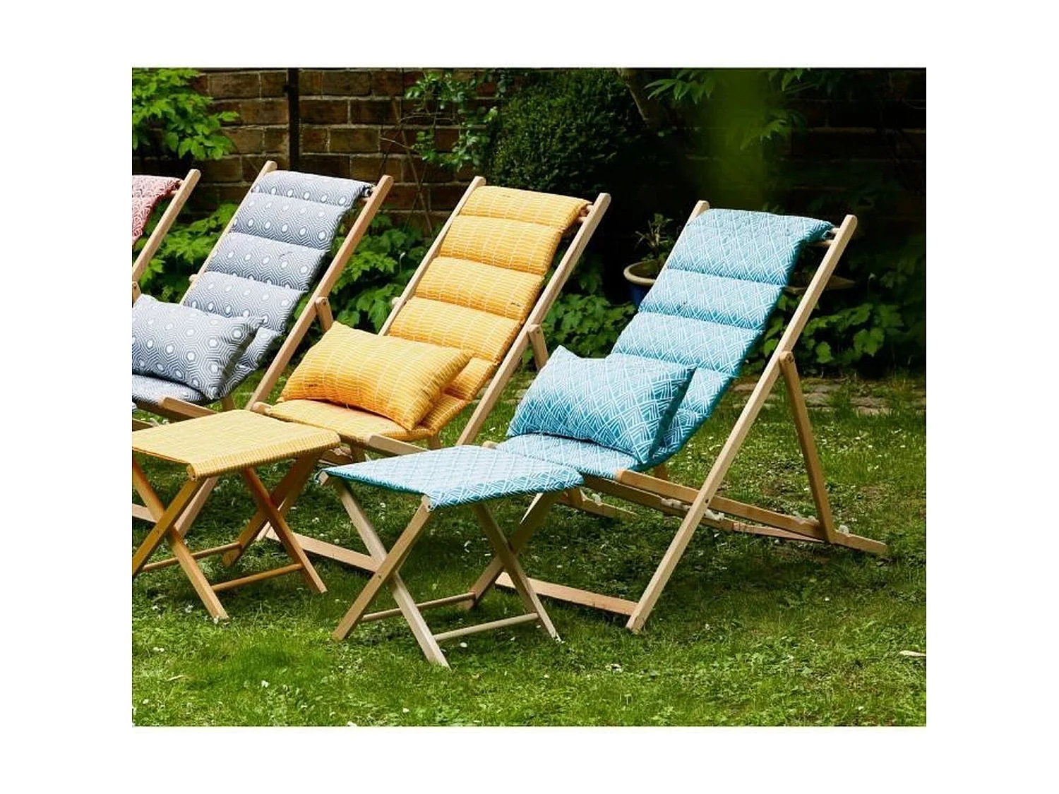 Chilienne matelassée - Danemark blue structure en bois massif - JARDIN PRIVE