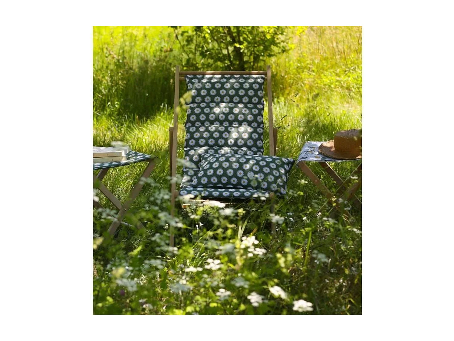 Chilienne matelassée Prairie - Structure en bois massif - JARDIN PRIVE