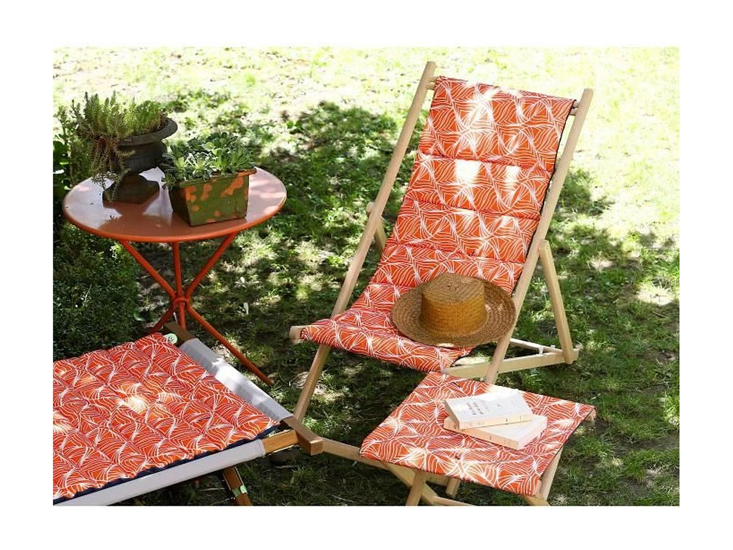 Chilienne matelassée Vague - Toile amovible Orange - JARDIN PRIVE