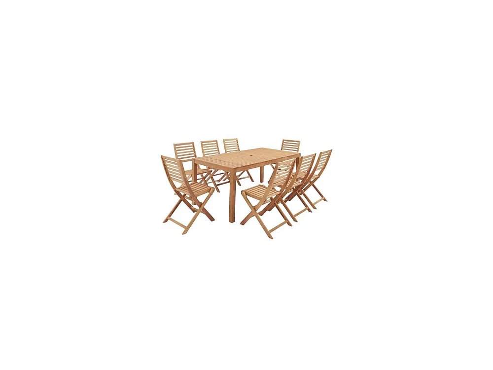 Ensemble repas de jardin 6 a 8 personnes - Table extensible + 6 chaises - Eucalyptus FSC