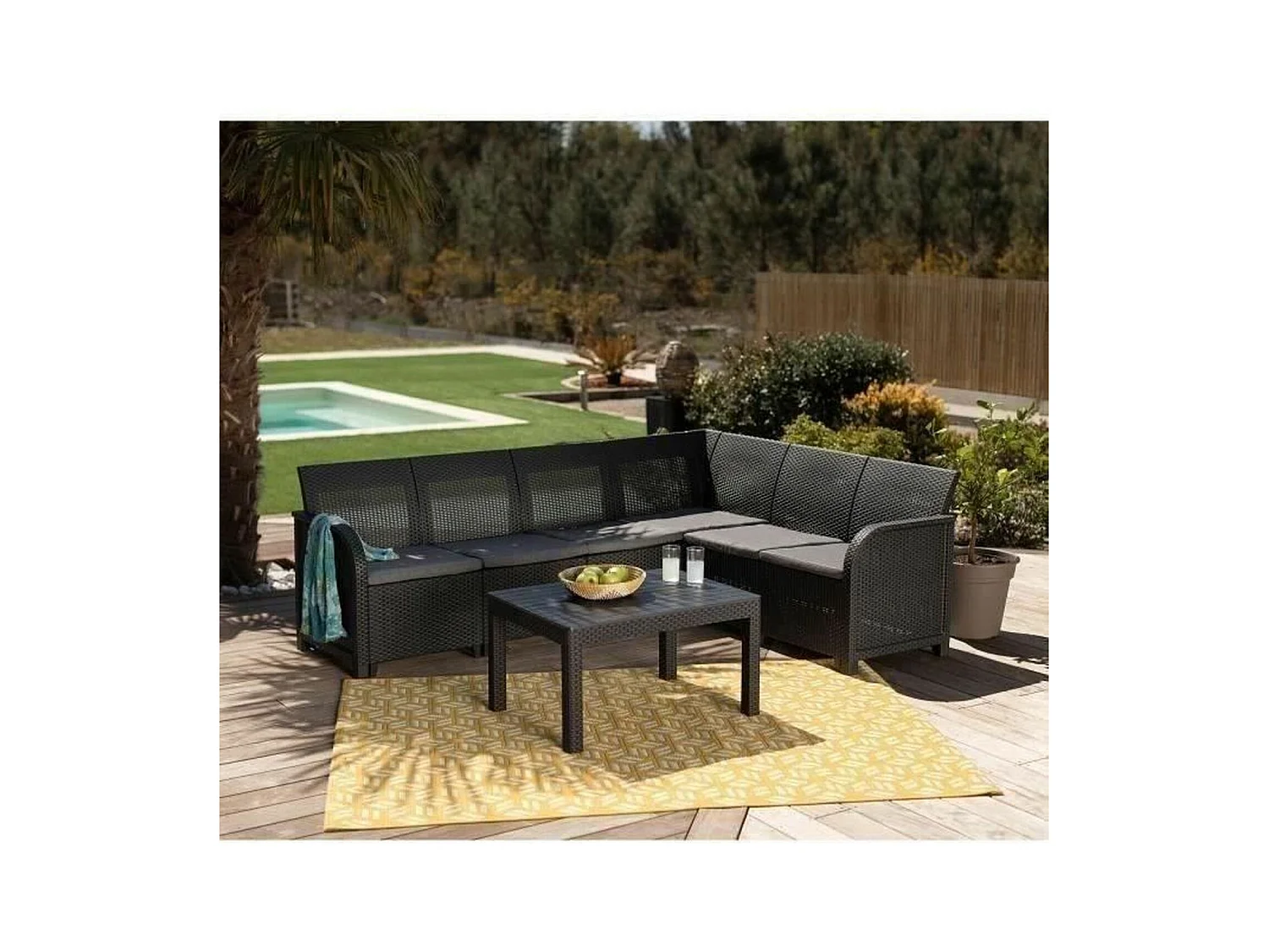 Mobile da giardino resina effetto rattan intrecciato Allibert di KETER 6 persone SanRemo Grigio grafite