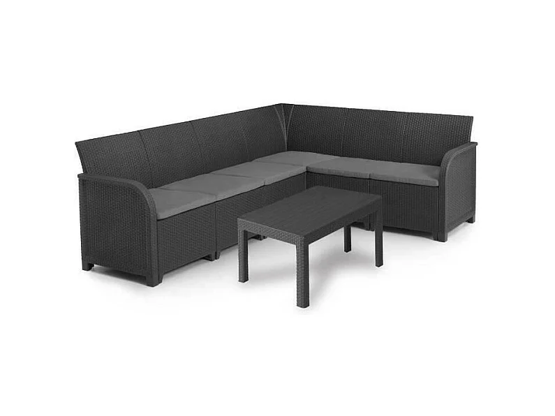 Muebles de jardín - resina tejida con apariencia de ratán - Allibert de KETER - 6 personas - SanRemo - Gris grafito