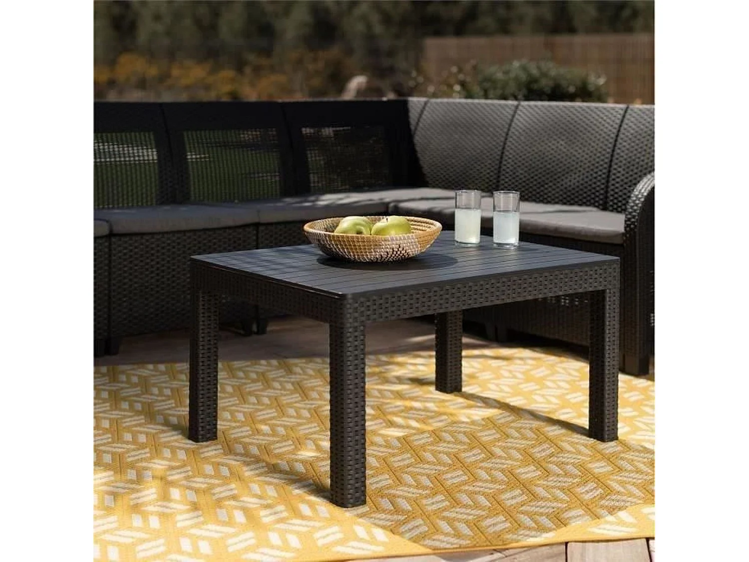 Tuinmeubelen - kunsthars met gevlochten rotanlook - Allibert van KETER - 6 personen - SanRemo - Grafietgrijs