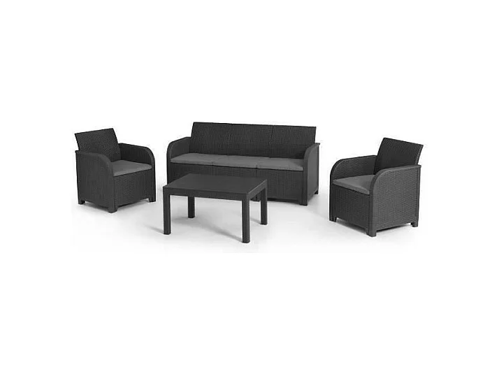 Salon de jardin - en résine imitation rotin tressé - Allibert by KETER