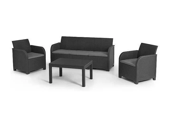 Salon de jardin - en résine imitation rotin tressé - Allibert by KETER