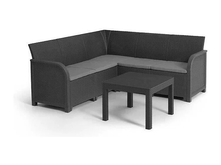 Gartenmöbel – geflochtenes Harz in Rattanoptik – Allibert von KETER – 5 Personen – SanRemo – Graphitgrau