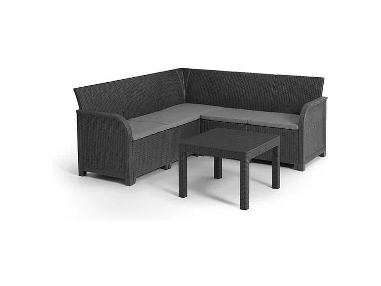 Mobile da giardino resina effetto rattan intrecciato Allibert di KETER 5 persone SanRemo Grigio grafite