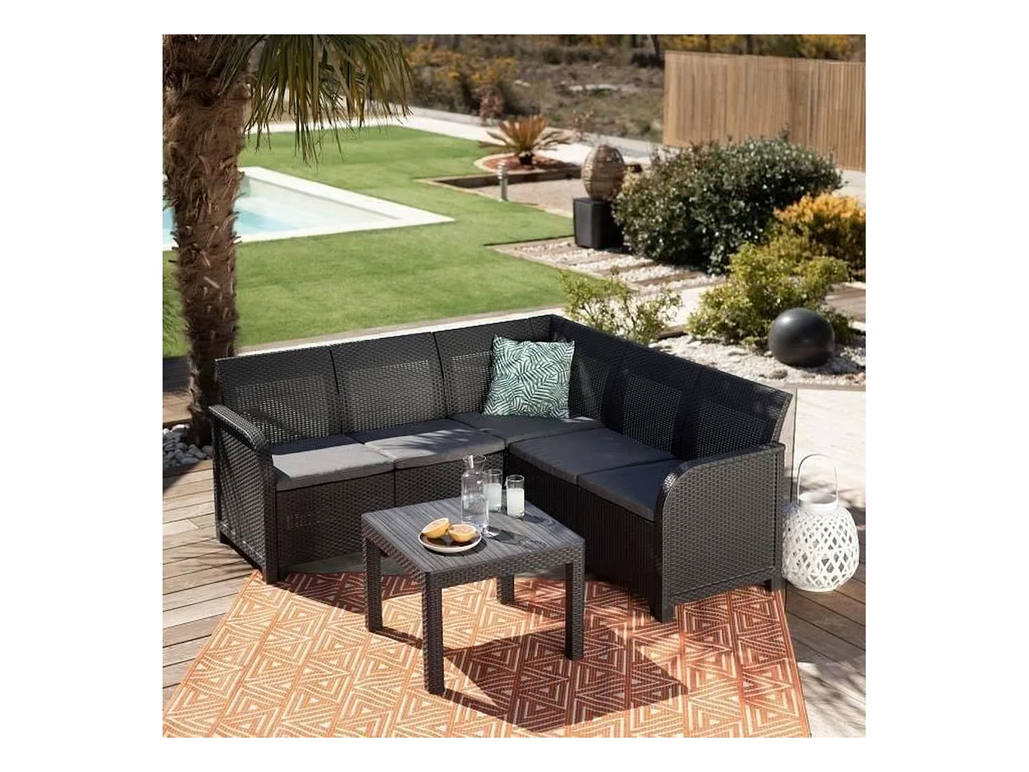 Mobile da giardino resina effetto rattan intrecciato Allibert di KETER 5 persone SanRemo Grigio grafite