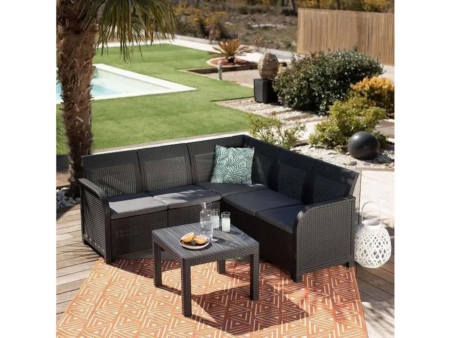 Salon de jardin - résine aspect rotin tressé- Allibert by KETER