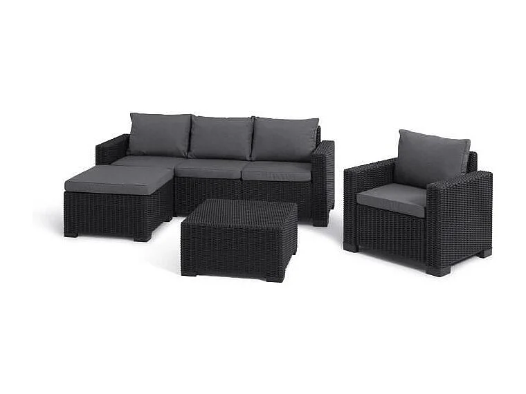 Mobile da giardino in resina simil rattan intrecciato per 5 persone Grigio grafite