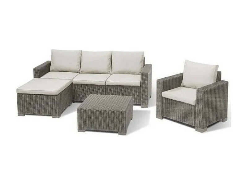 Mobile da giardino in resina imitazione rattan intrecciato Allibert di KETER 5 persone MOOREA Cappuccino