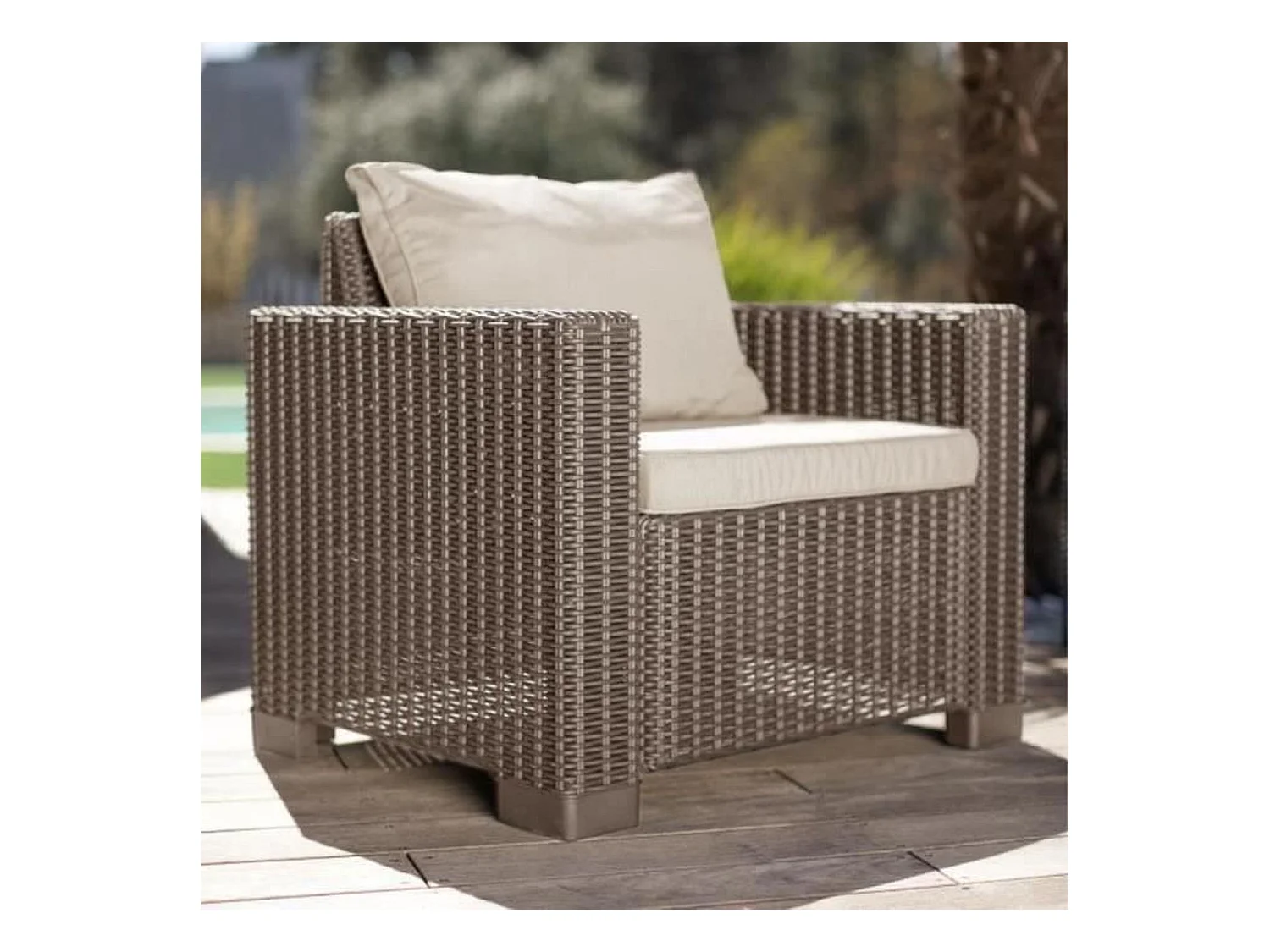 Mobile da giardino in resina imitazione rattan intrecciato Allibert di KETER 5 persone MOOREA Cappuccino