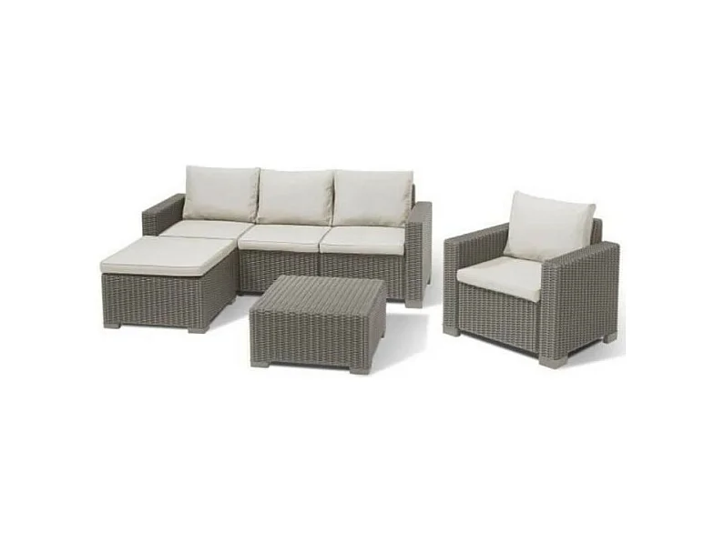 Muebles de jardín - en resina imitación ratán tejido - Allibert by KETER - 5 personas - MOOREA - Cappuccino