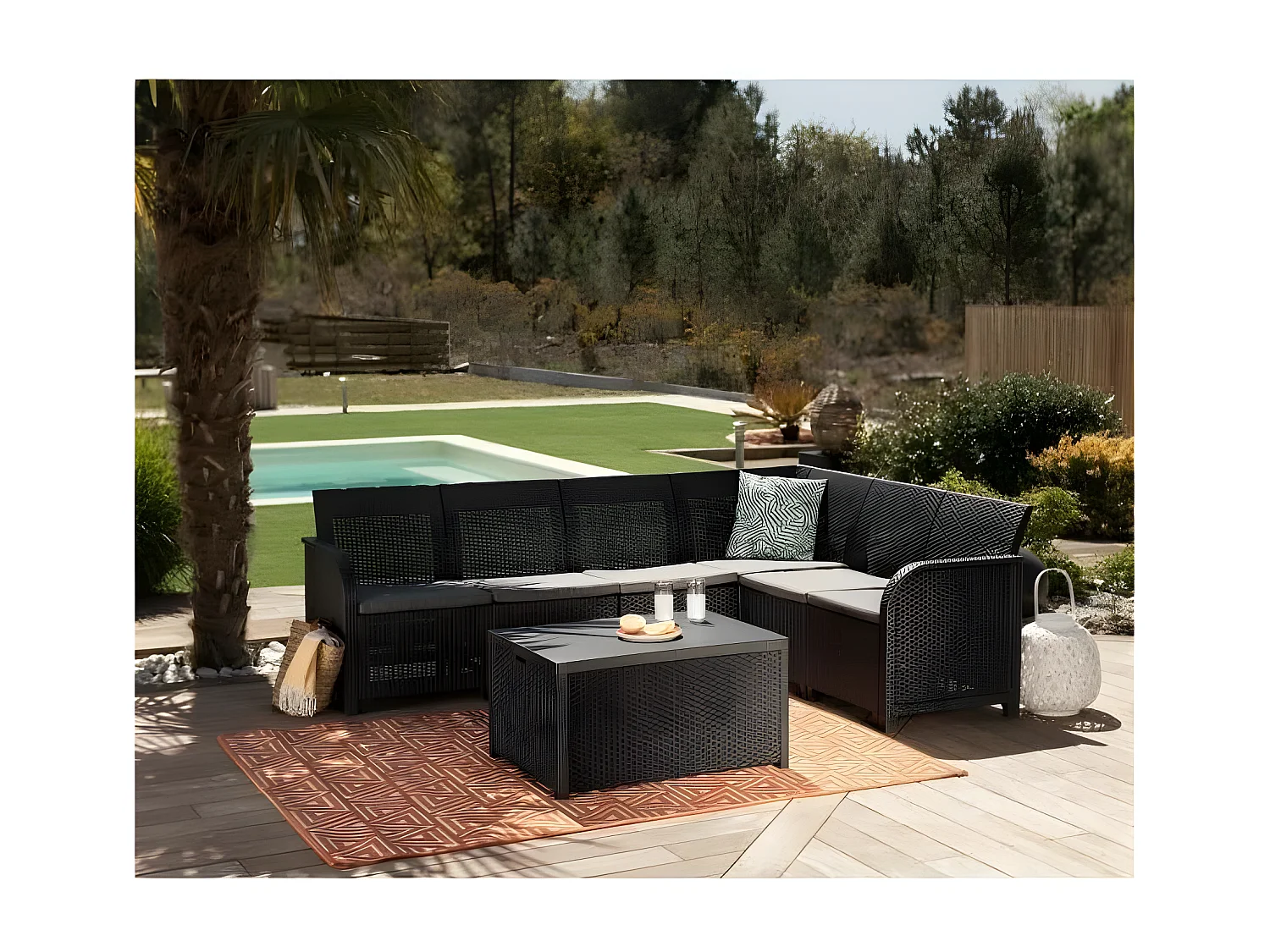 Set da giardino in resina intrecciata grigio scuro 6 posti con tavolino - ALLIBERT by KETER