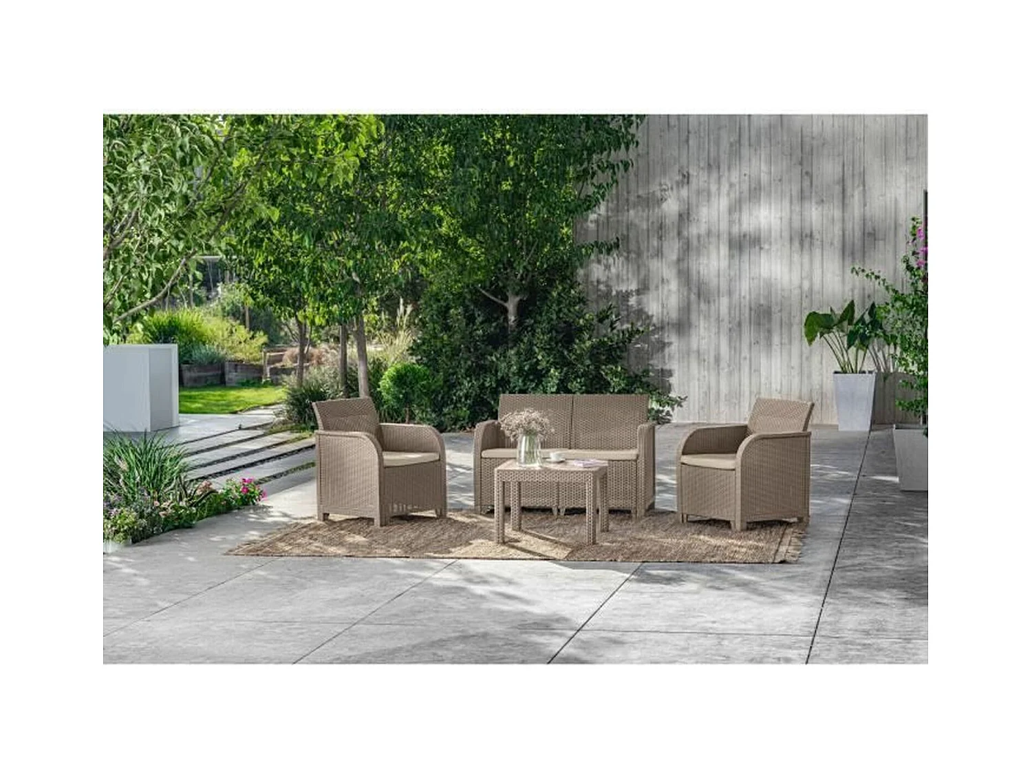 Gartenmöbel – aus geflochtenem RattanKunstharz – Allibert von KETER – 4 Personen – SanRemo – Cappuccino