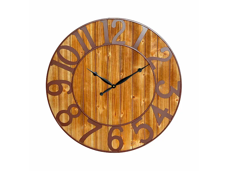 Reloj de Pared Vintage Negro/Madera Oscura Ø80cm O91