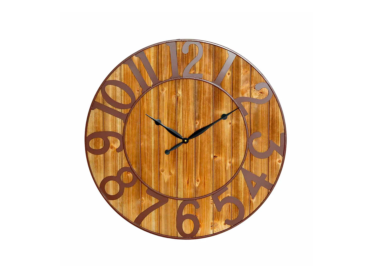 Reloj de Pared Vintage Negro/Madera Oscura Ø80cm O91