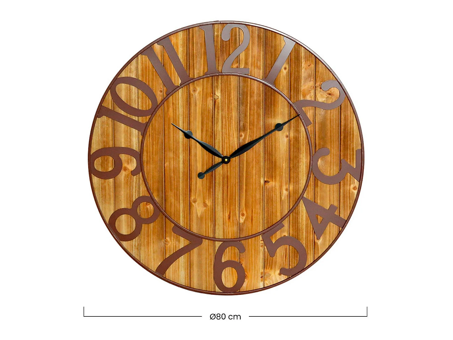Reloj de Pared Vintage Negro/Madera Oscura Ø80cm O91