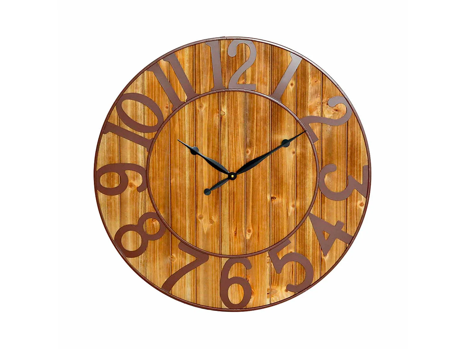 Reloj de Pared Vintage Negro/Madera Oscura Ø80cm O91