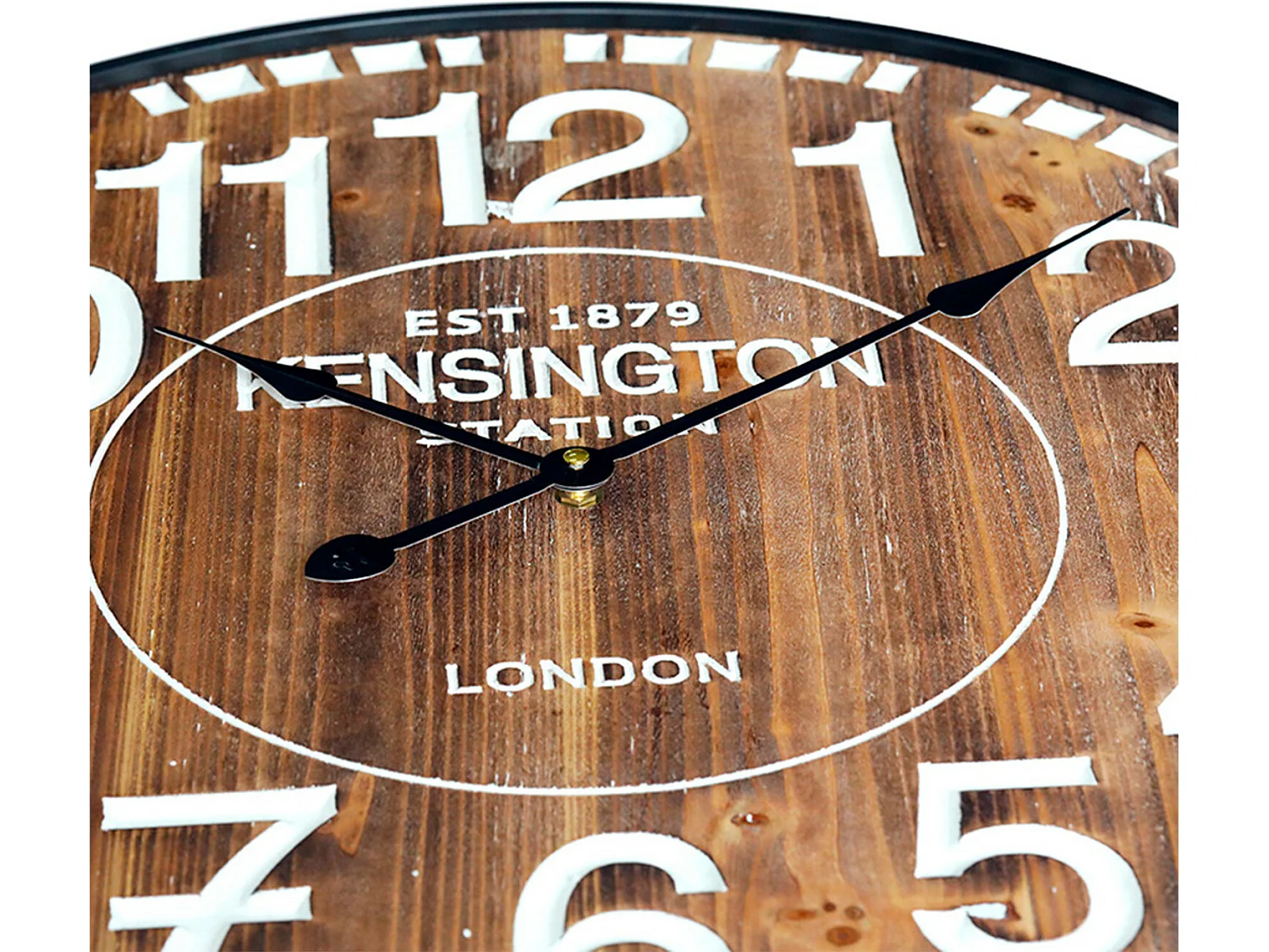 Horloge murale vintage bois foncé Ø60cm O91