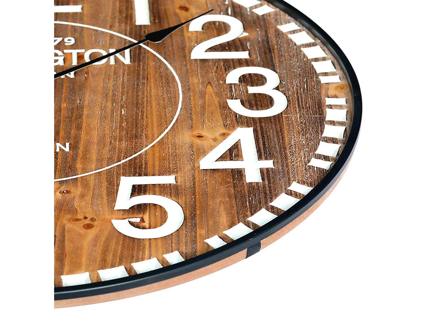 Horloge murale vintage bois foncé Ø60cm O91