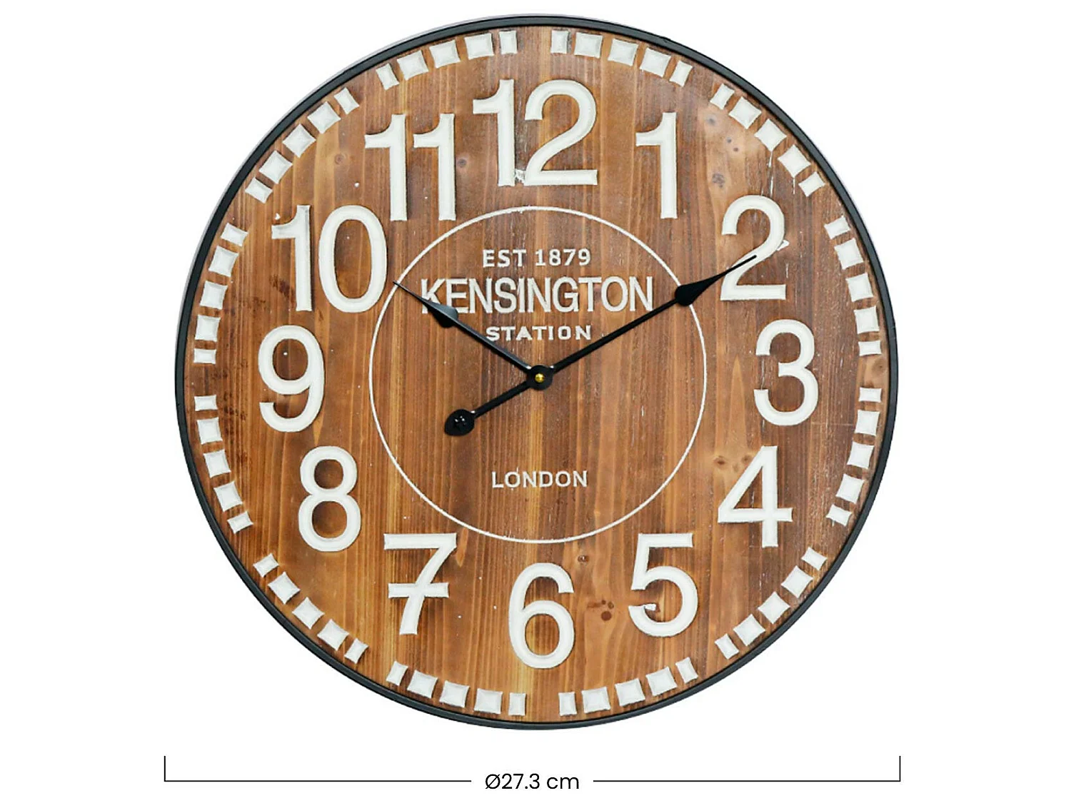 Horloge murale vintage bois foncé Ø60cm O91