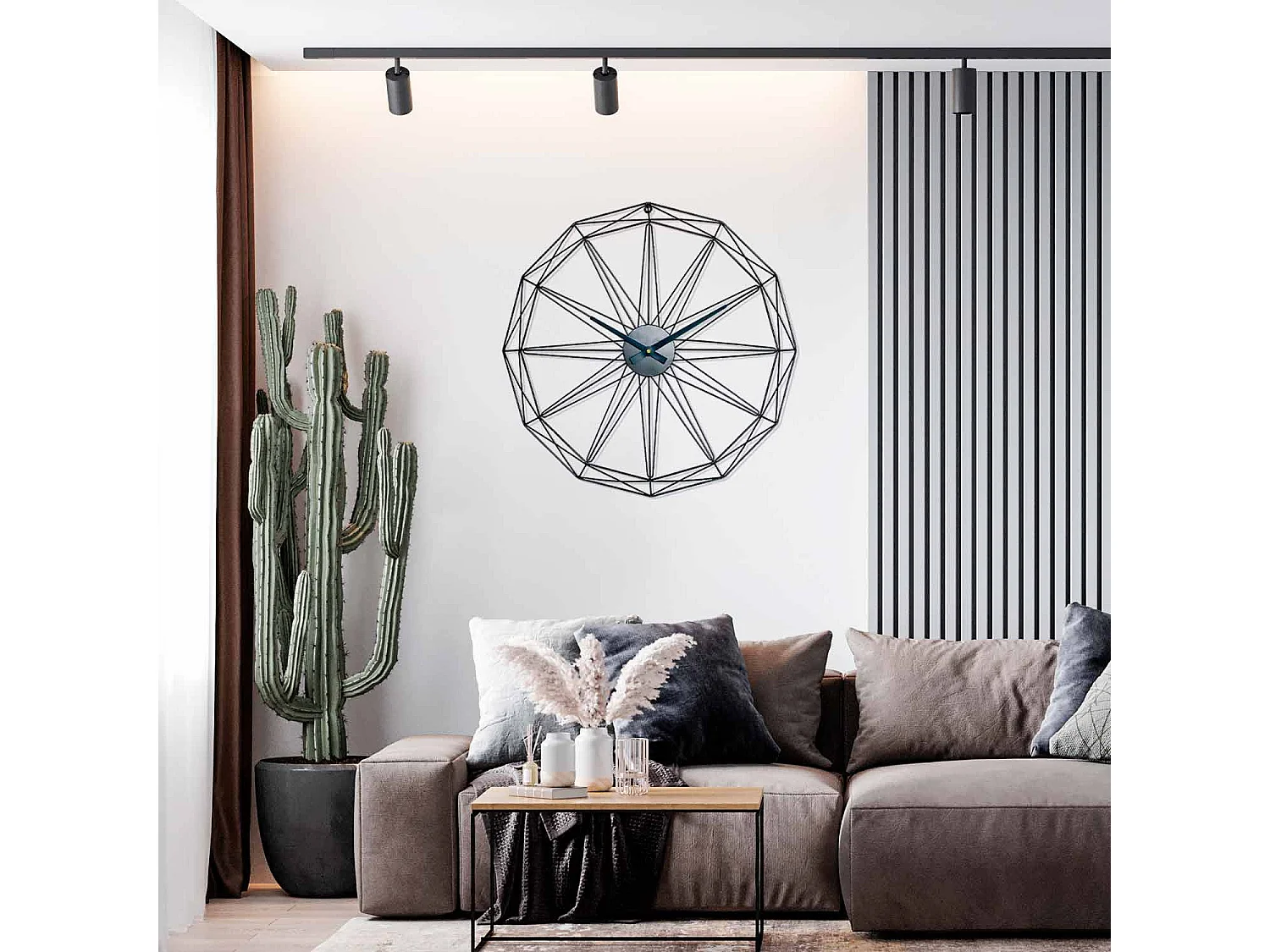 Reloj de Pared Moderno Negro Ø60cm O91