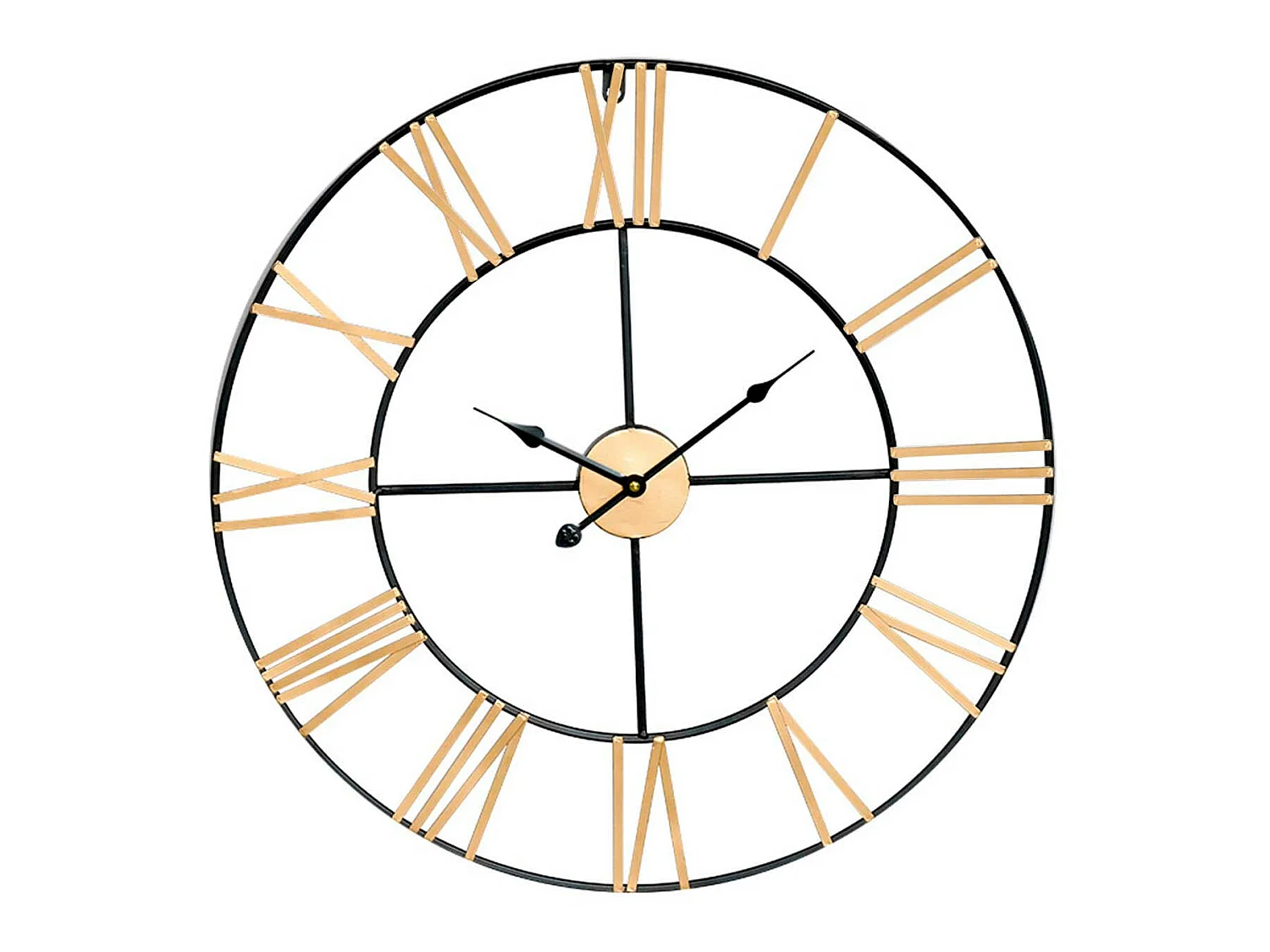 Horloge murale vintage noir/bronze Ø60cm O91