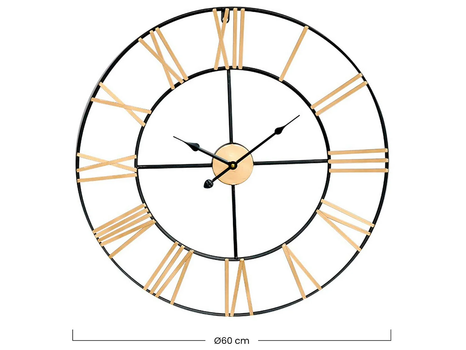 Reloj de Pared Vintage Negro/Bronce Ø60cm O91