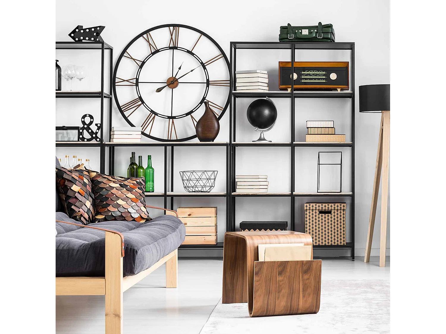 Reloj de Pared Vintage Negro/Bronce Ø60cm O91