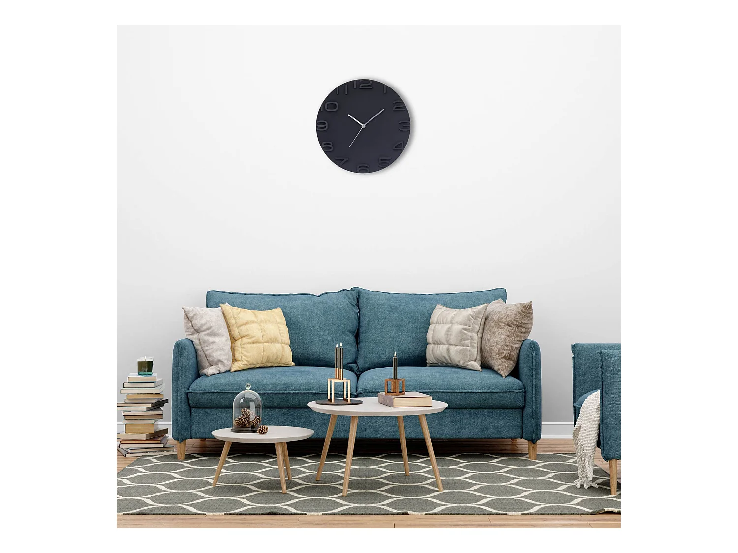 Orologio da parete moderno 3D nero Ø34,5 cm O91