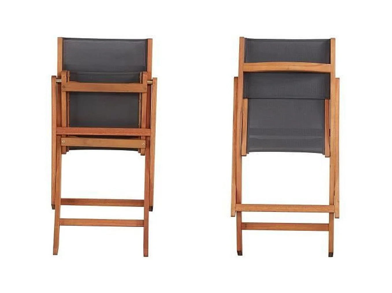 Lot De 2 Chaises De Jardin En Bois D'acacia Et Assise Textilène - Gris