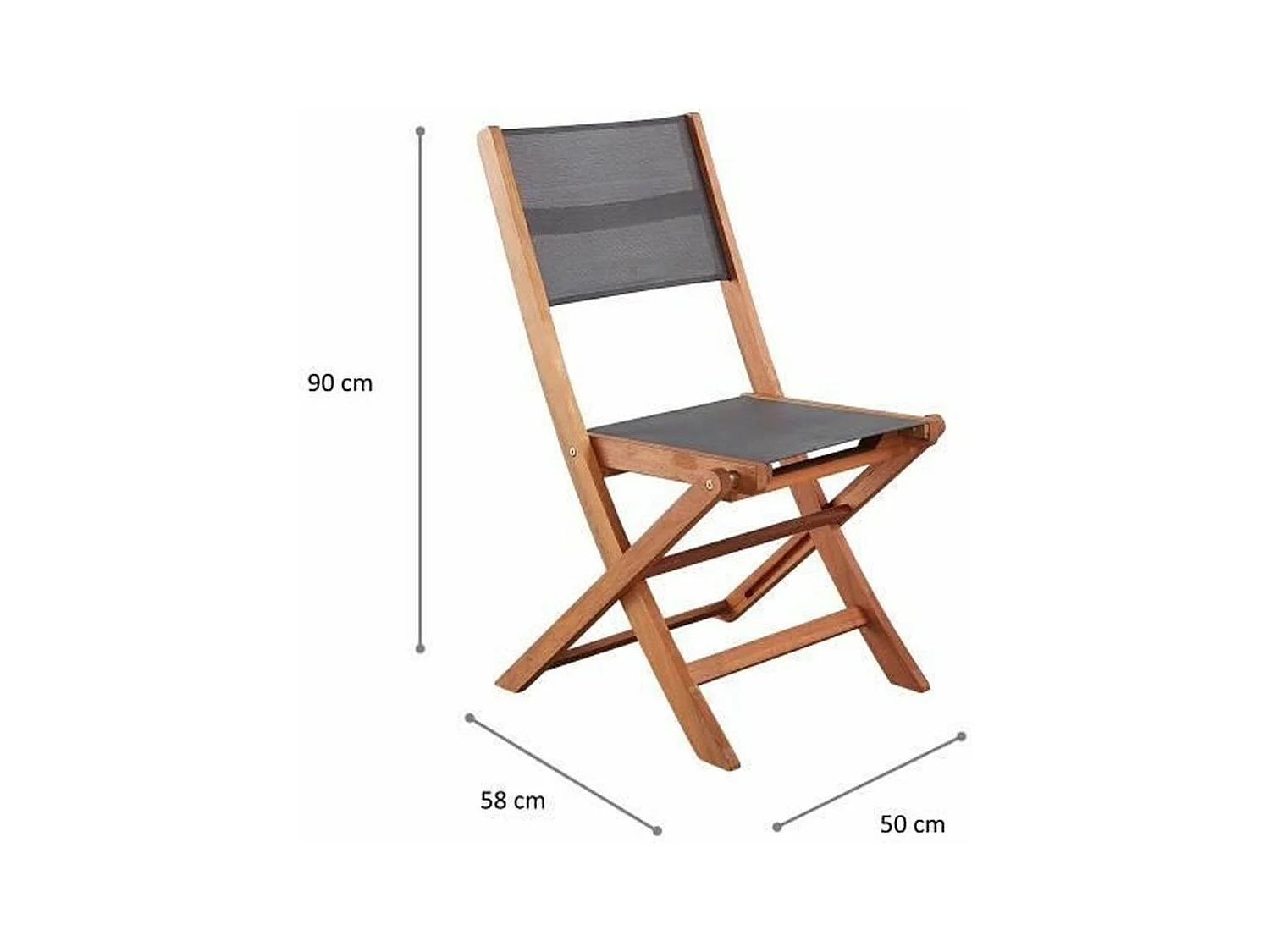 Lot De 2 Chaises De Jardin En Bois D'acacia Et Assise Textilène - Gris