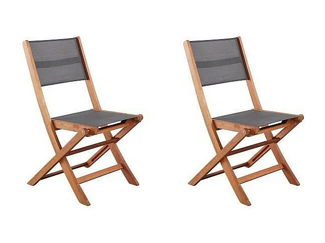 2 sedie da giardino in legno di acacia e seduta in Textilene 50 x 57 x 90 cm Grigio
