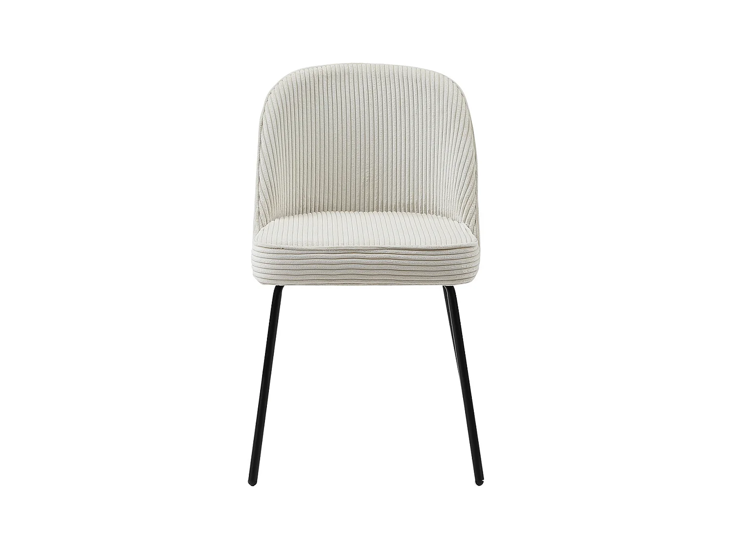 Conjunto de 2 cadeiras veludo canelado e metal preto cor creme - ALPALI
