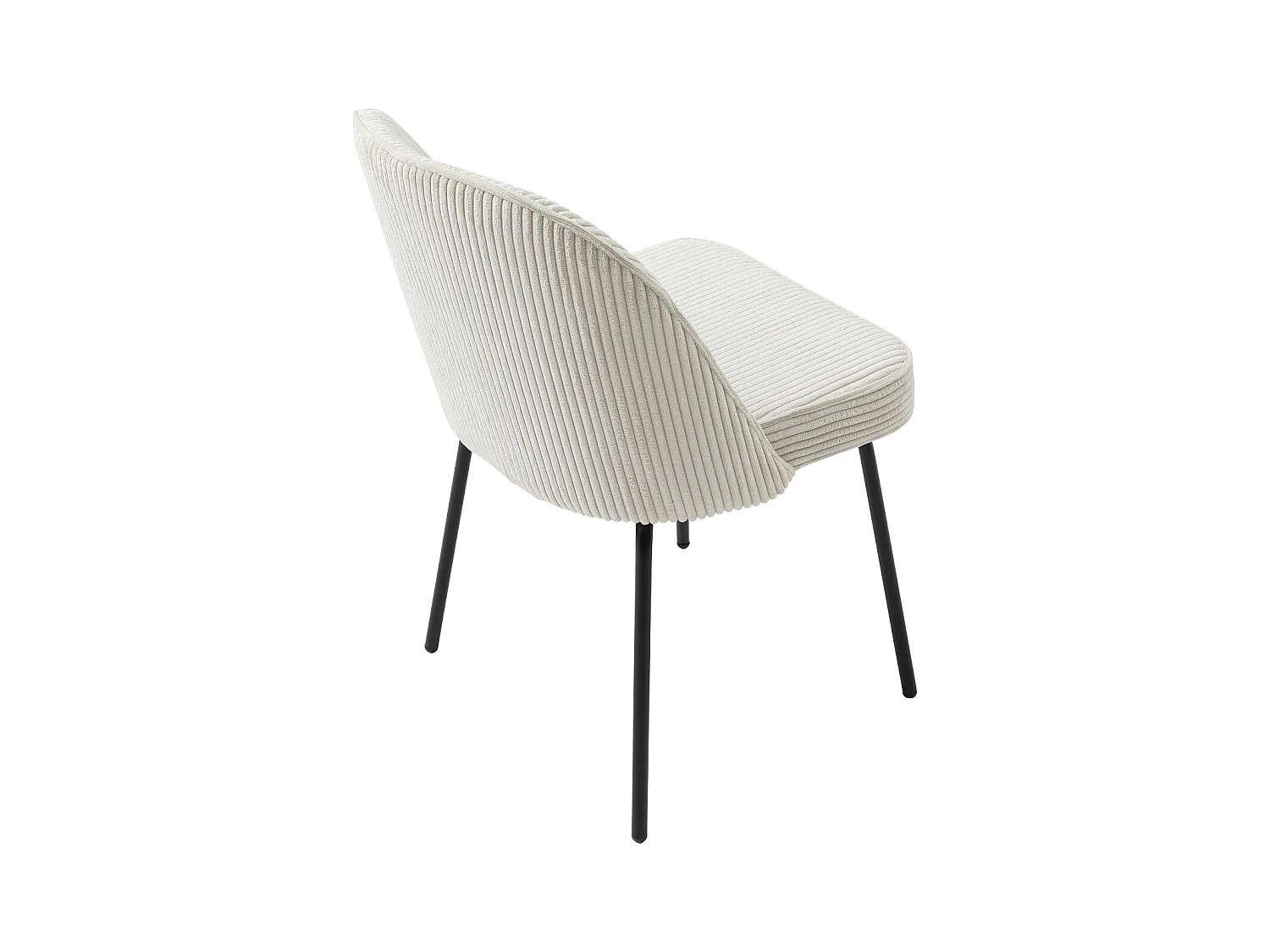 Conjunto de 2 cadeiras veludo canelado e metal preto cor creme - ALPALI