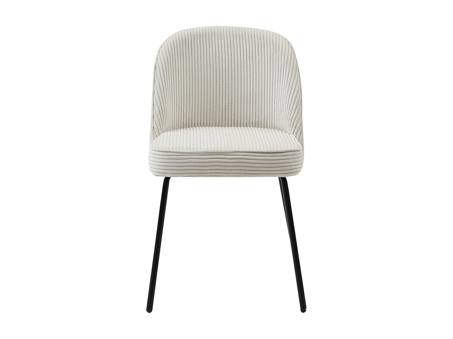 Lot de 2 chaises en velours côtelé et métal noir - Crème - ALPALI