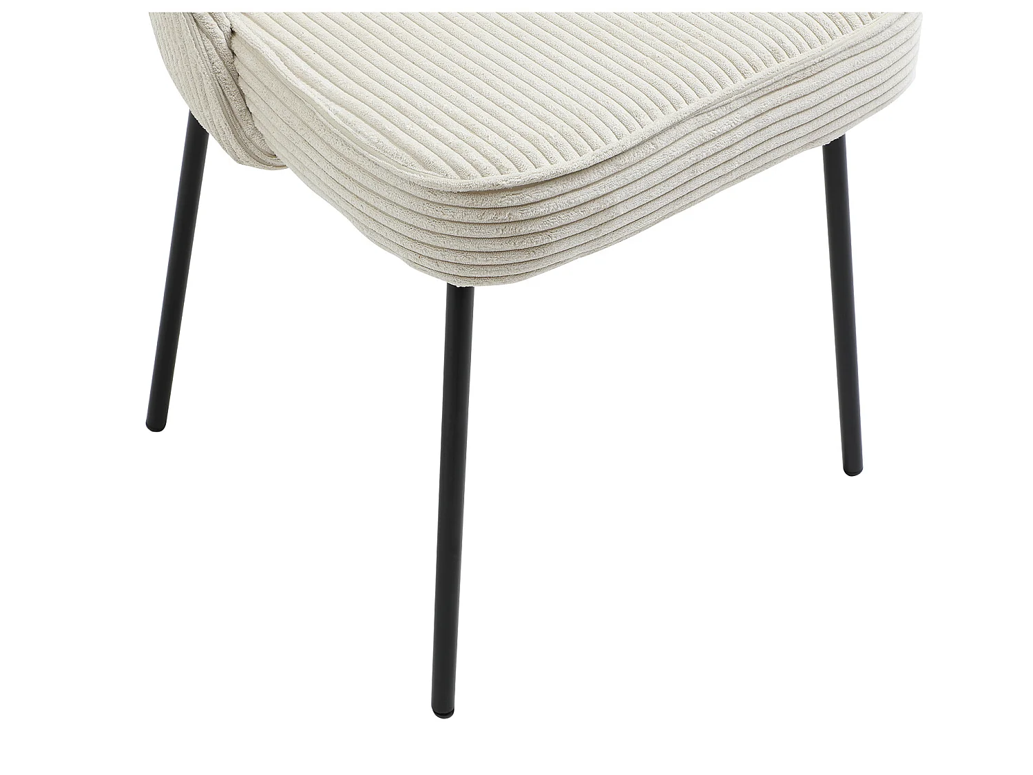 Lot de 2 chaises en velours côtelé et métal noir - Crème - ALPALI