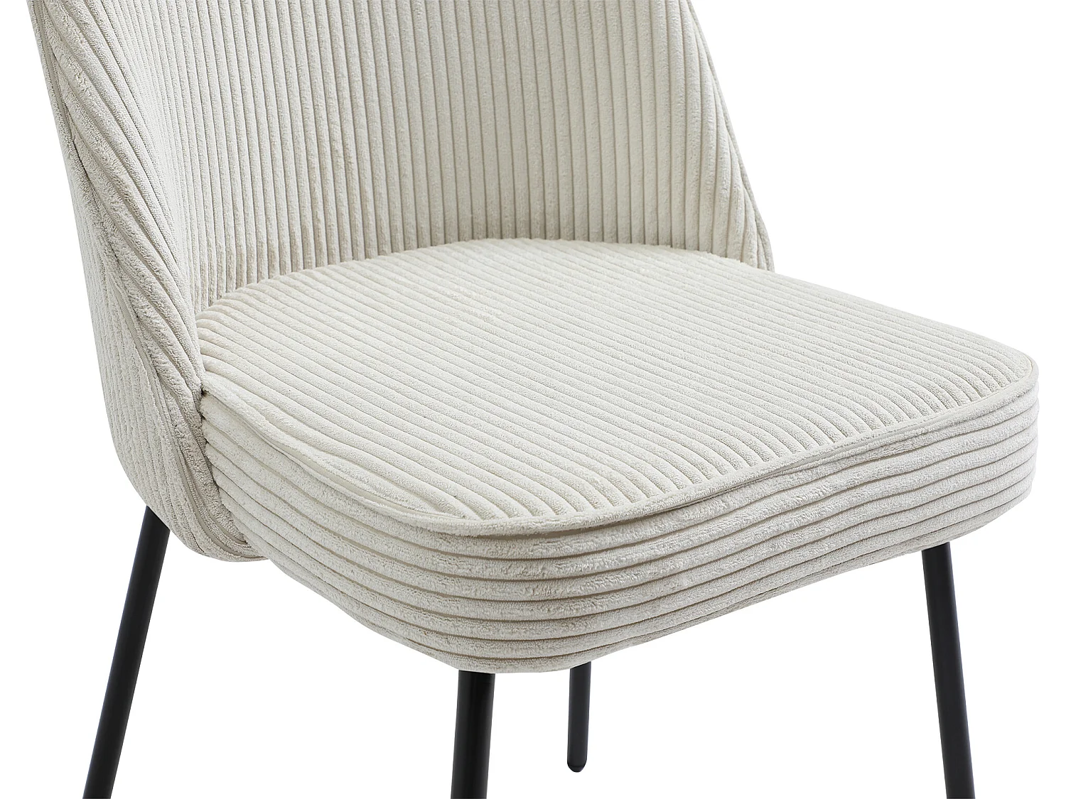 Lot de 2 chaises en velours côtelé et métal noir - Crème - ALPALI