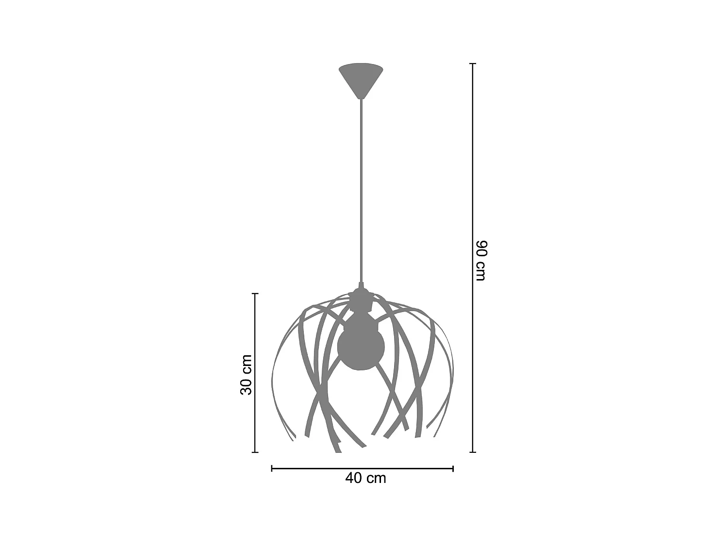Suspensão TOSEL  CRAB BIG metal geométrico preto D40 x  H90  cm