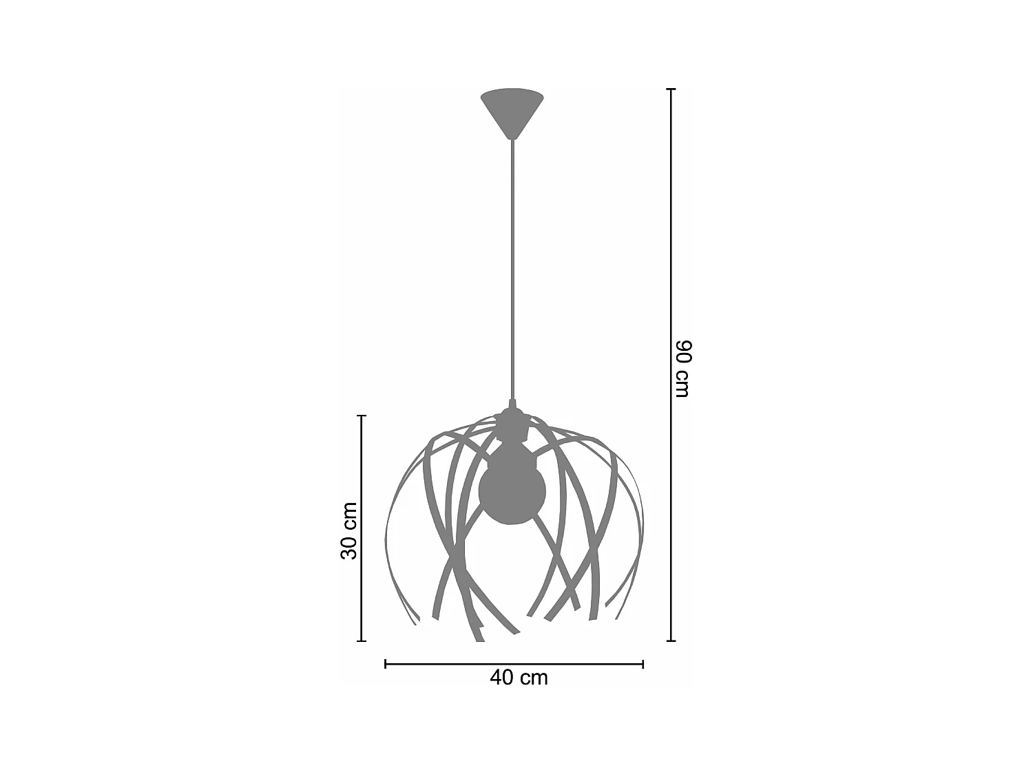 Suspensão TOSEL  CRAB BIG metal geométrico preto D40 x  H90  cm