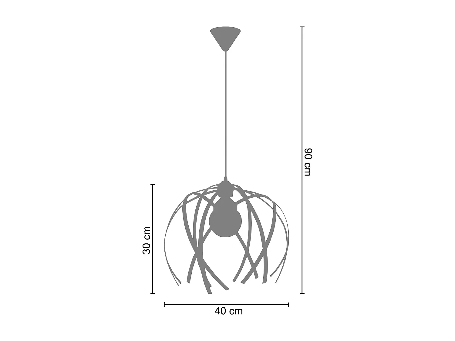 Suspension globe bandes métal  doré 96 cm.